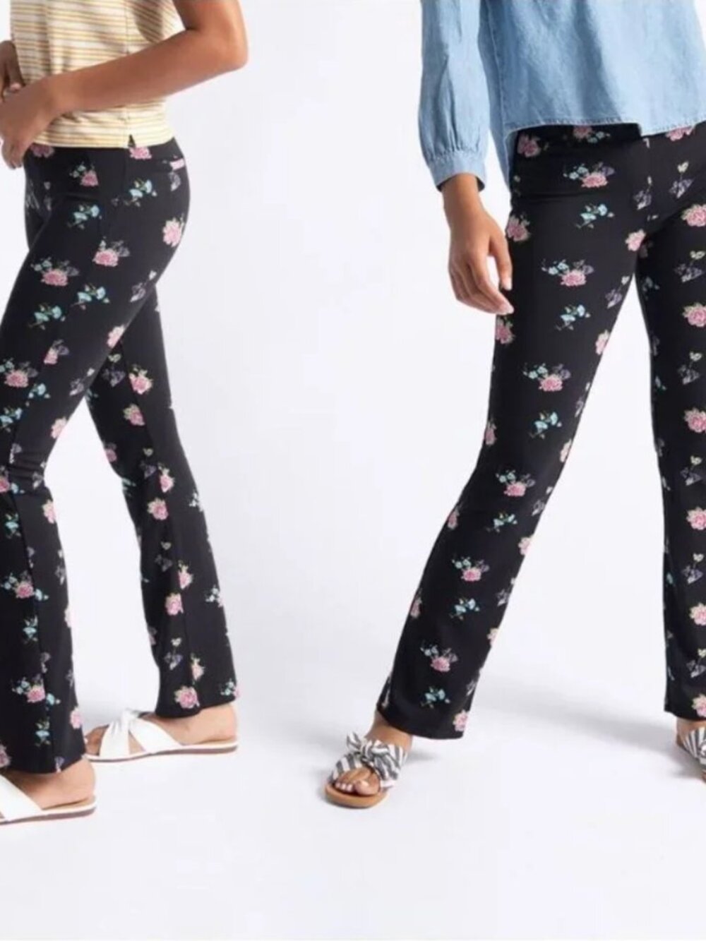 Betabrand Black Bouquet Floral Straight Dress Pant Yoga Pants XL Short Petite - Picture 3 of 5